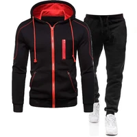 2021 mens autumn winter tracksuit zipper hoodie and pants 2 piece casual sportswear jogger suit fitness sweatshirt cardigian