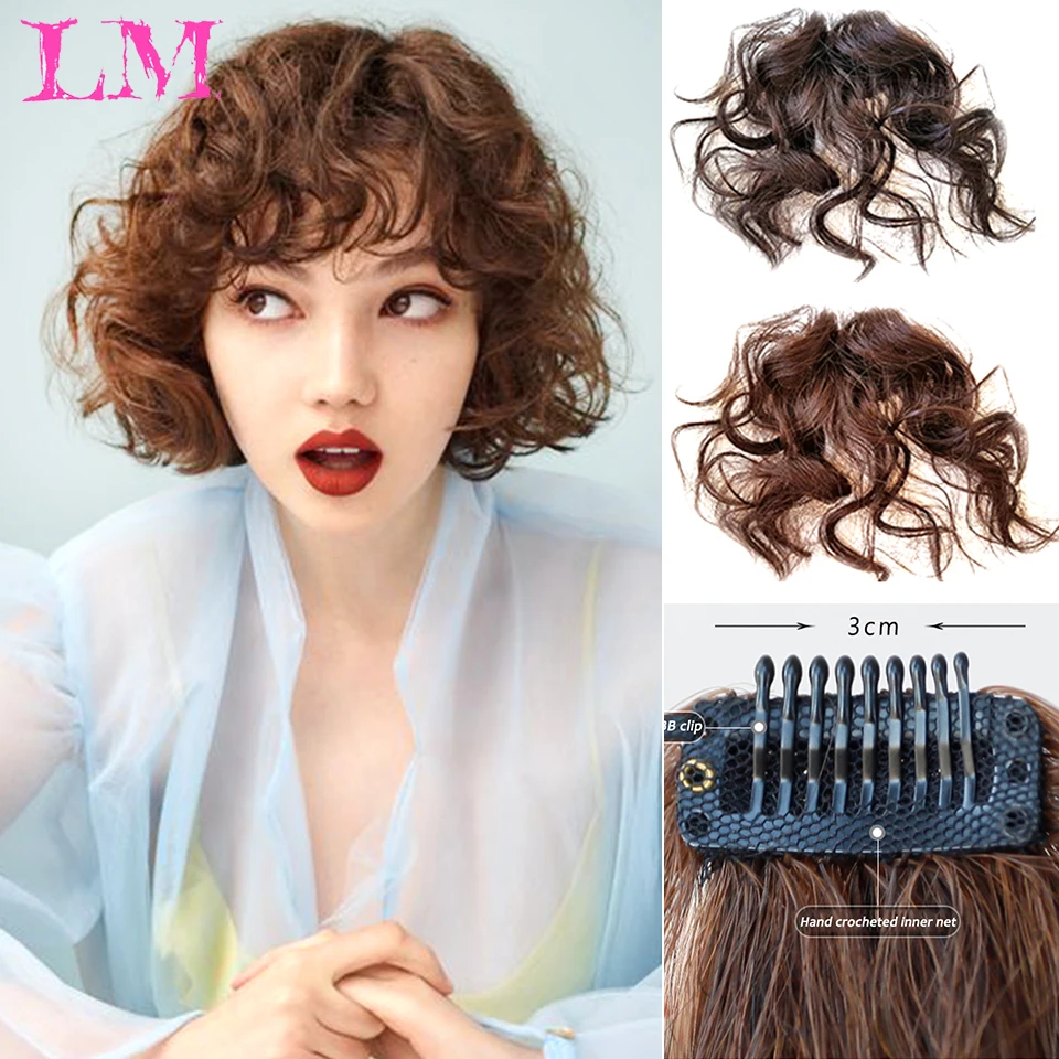 

LM кудрявые прямые волосы челки зажим естественный стиль черный темно-коричневый светильник-коричневый синтетические термостойкие волокна...