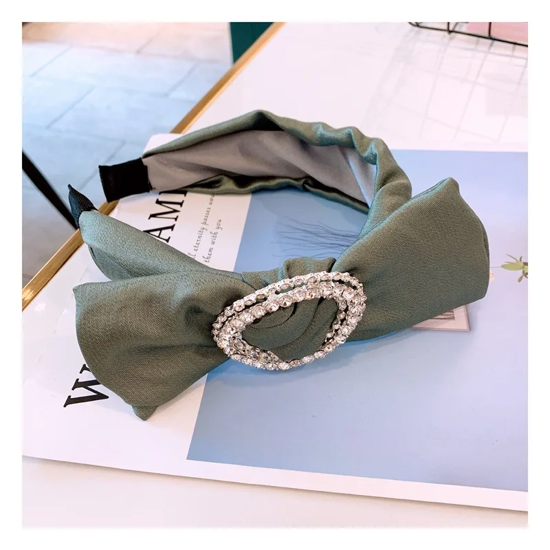 0087 dark green Винтажные женские обручи ободок с бантом обруч для волос аксессуары Головные уборы для девушек opaska do wlosow - Цвет: 0087 dark green