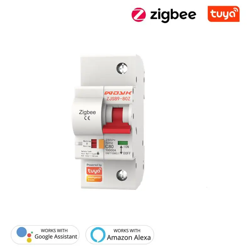 

Умный автоматический выключатель Tuya Zigbee 1-4P, дистанционное управление 220 В/400 В, реле времени, переключатель, аналогичный Google Assistant