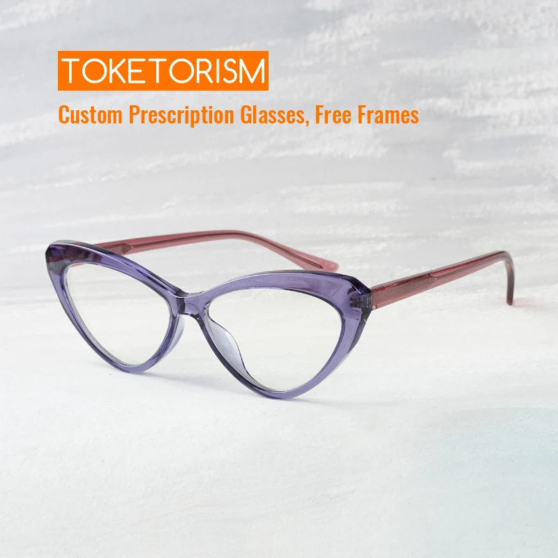 

Toketorism Vintage Anti Blue Light Glasses For Women Quality Optical Frame Myopia Prescription Eyeglasses 5702