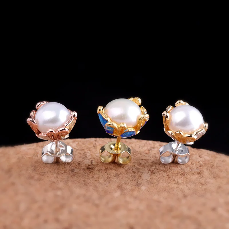 Серьги-гвоздики женские из серебра 925 пробы с натуральным жемчугом 10 мм |