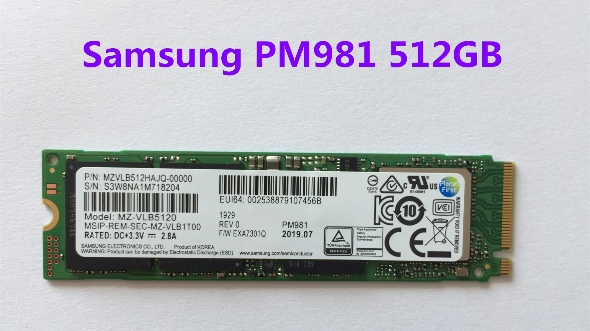SAMSUNG SSD M.2 PM981 256 ГБ 512 ГБ 1 ТБ твердотельный жесткий диск M2 SSD NVMe PCIe 3,0x4 NVMe ноутбук внутренний disco duro m.2