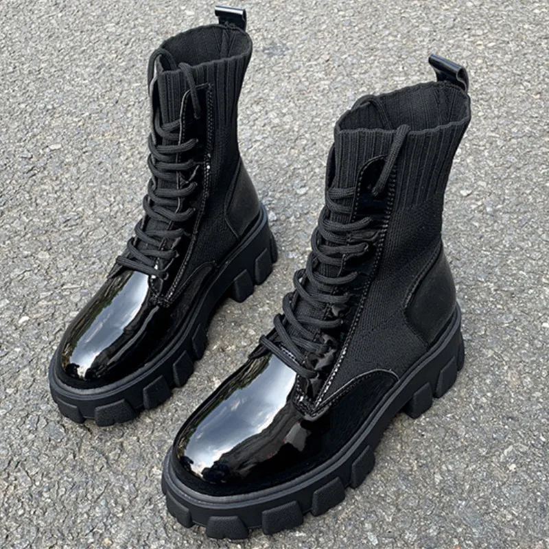 Новинка 2020 года армейские ботинки женские на шнуровке в готическом стиле черные