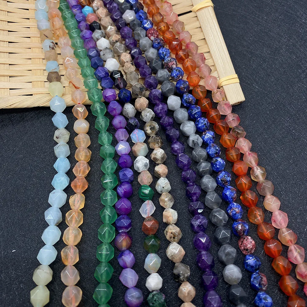 

Multi-faceted Beaded Natural Stone Loose Beads Agate Labradorite Amethyst Beads DIY Jewelry Making Necklace Bracelet 6/8/10mm