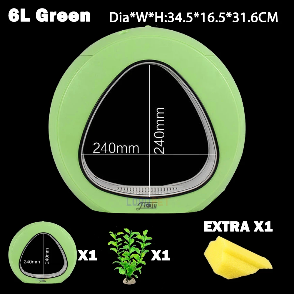 6L Green 4L 6L 13L экологии аквариума интеграции фильтр светодиодный светильник Системы Mini Nano бак офисный Настольный аквариум 110 V-240 V - Цвет: 6L Green