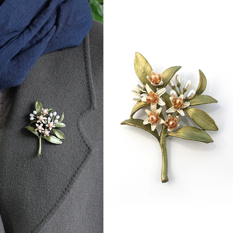 

Пресноводный жемчуг эмаль ретро оранжевый цвет