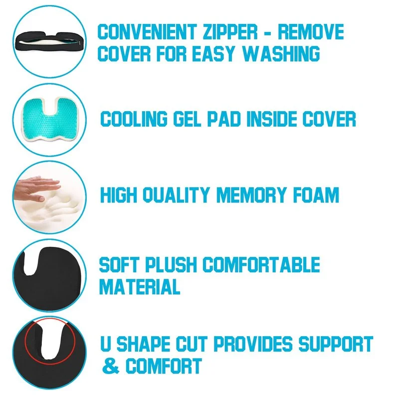 Гелевая Ортопедическая подушка с эффектом памяти U-копчик дорожное сиденье