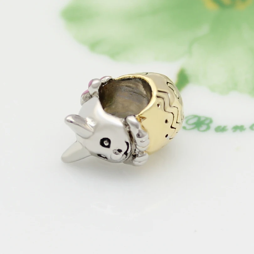 Бесплатная доставка Золотой Тон милый кролик Кролик Пасхальный Шарм бисера fit