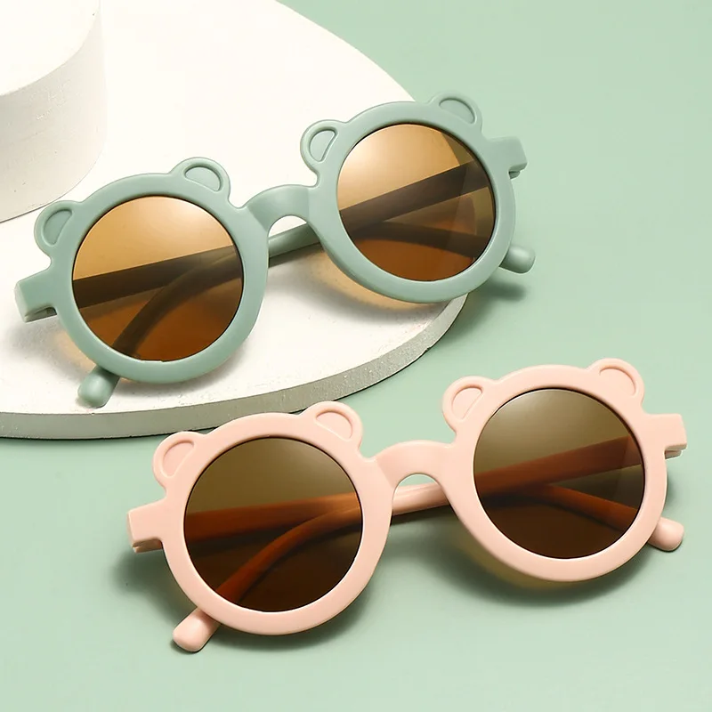 

Round Kids Sunglasses Children Cute Cartoon Bear Shape Sun Glasses Girls Boys Vintage Sunglasses UV Protection Eyewear Outdoor