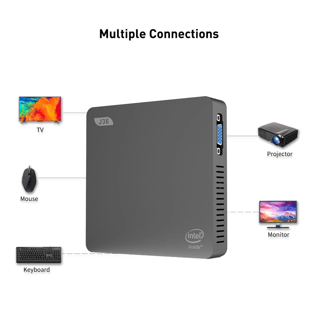 Мини-ПК с Windows 10 4 ГБ 64 2 5 дюйма ГГц 8 Wi-Fi BT4.0 HDMI VGA | Компьютеры и офис