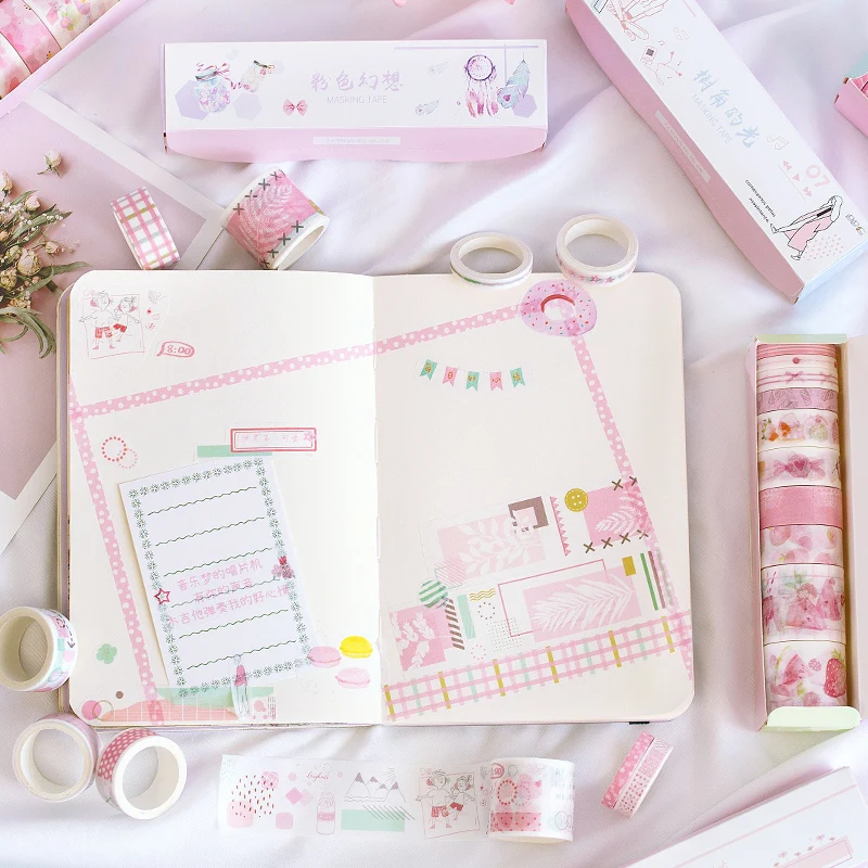 10 шт. Kawaii васи лента розовая маскирующая Лента Сделай Сам Скрапбукинг