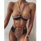 Бикини Mossha бандо 2020 mujer, купальник с леопардовым принтом, женский купальный костюм с поясом, купальная одежда с высокой талией, женская летняя одежда