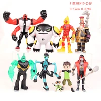9 pcsset anime figurine kawaii ben10 transfiguration four arms heatblast xlr8 toys action figure toys for boys