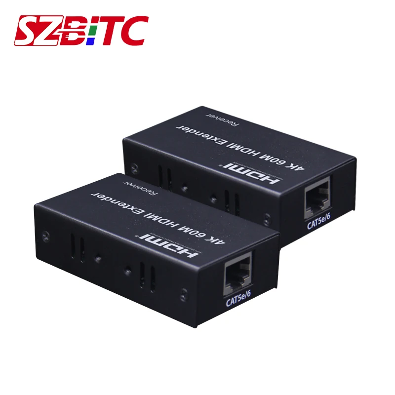 SZBITC 4K HDMI удлинитель 60 м передатчик приемник по Cat 5e/6 RJ45 один кабель Ethernet