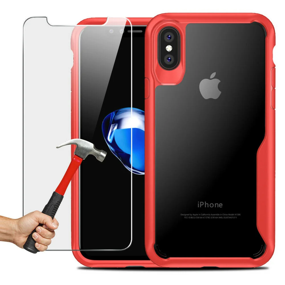 

For IPHONE 6/6S/7/8Plus/X/XR/XS/MAX HOUSSE COQUE SLIM + 1 VITRE VERRE TREMPE ECRAN