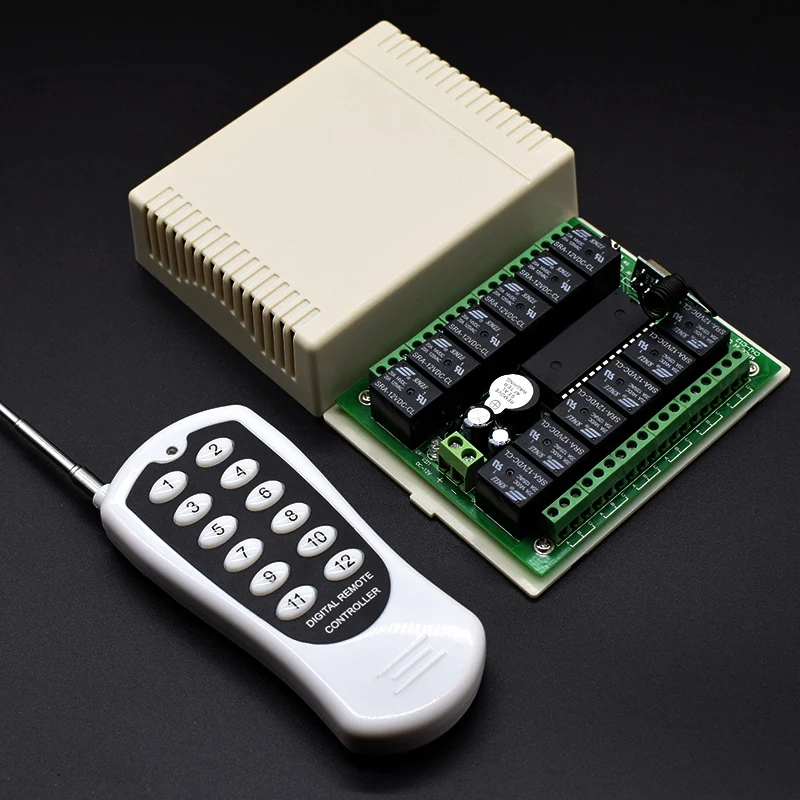 DC 12V 12-channal 12CH Radio Controller RF Wireless Remote Control Switch System Transmitter Receiver Garage door | Электроника