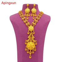 apingxun necklaceearrings jewelry set dubai 24k gold color french women bridal wedding luxury ornament arab indian party gifts
