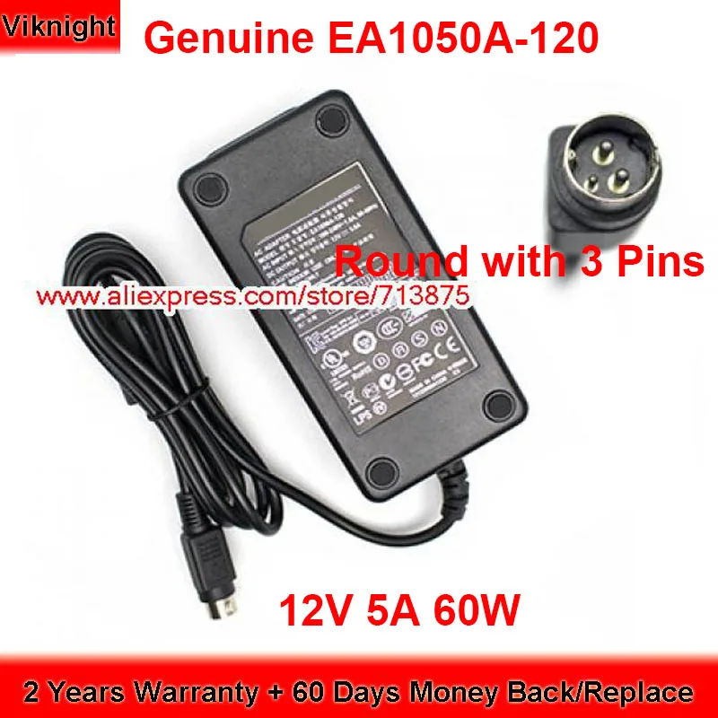 

Оригинальное быстрое зарядное устройство 60 Вт 12 В 5 А, Круглый адаптер переменного тока с 3-контактным разъемом, источник питания