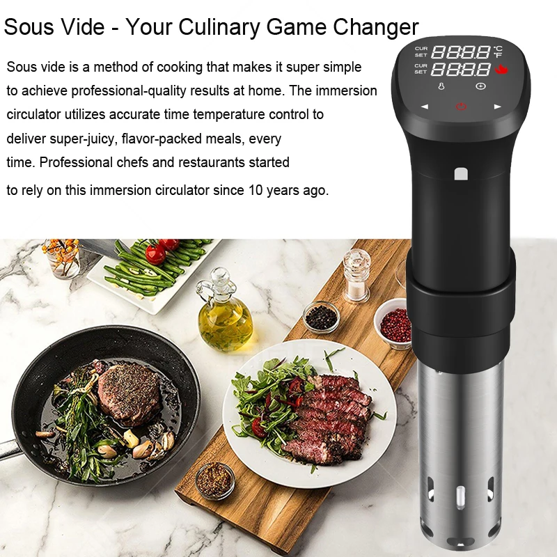 Погружной термостат-циркулятор IPX7 Sous Vide Cooker мощностью 1800 Вт с ЖК-дисплеем и