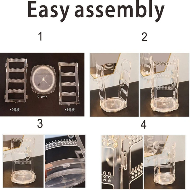 

360 Rotating Clear Earring Holder 4 Tiers Jewelry Organizer Classic Stand Rack