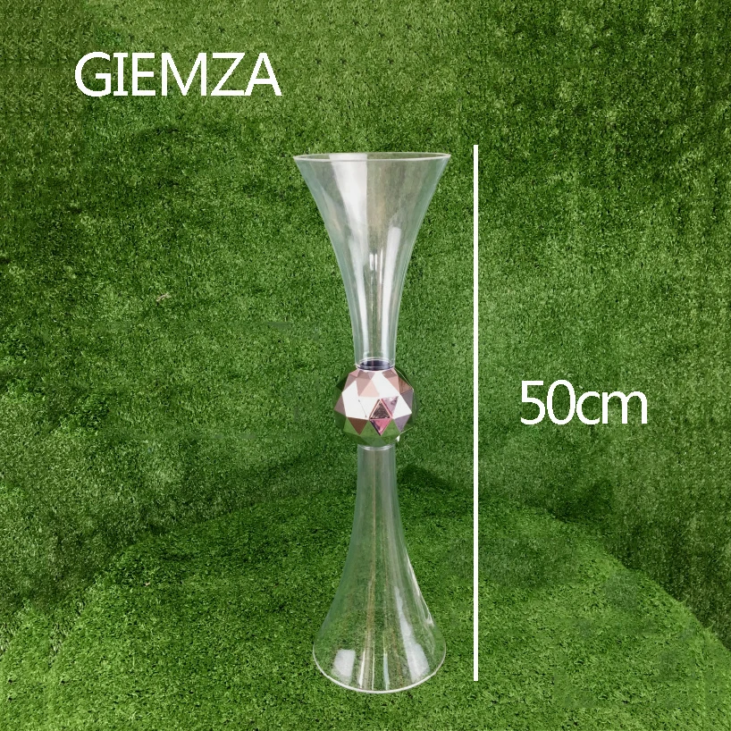 SILVER 50CM GIEMZA ваза-Горн высотой 60 см 50 см Прозрачные Акриловые реквизиты 1 шт. 2ft свадебный цветок Декор домашний садовый горшок в виде центральных пол - Цвет: SILVER 50CM