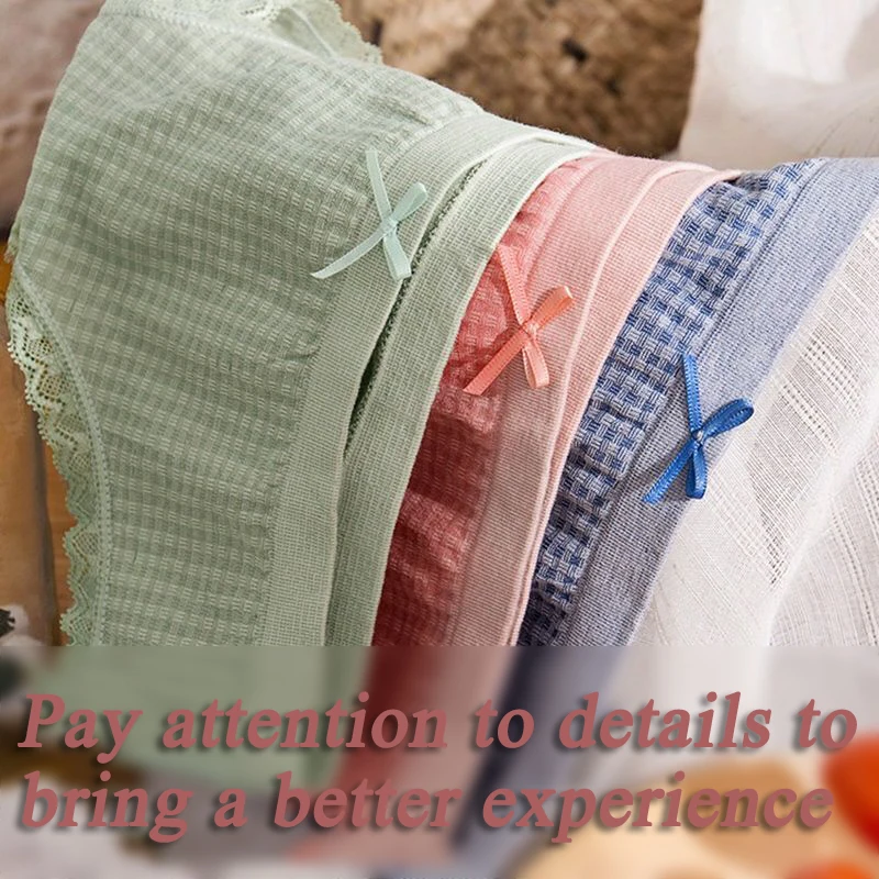

Ladies Panties Women Cotton Plaid Bow Underwear Intimates Sexy Seamless Breathable Underpants Girls Panty Plus Size lingerie