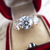 luruxy clear 3 stones zircon women ring white gold filled wedding party engagement rings for women wedding anniversary gifts
