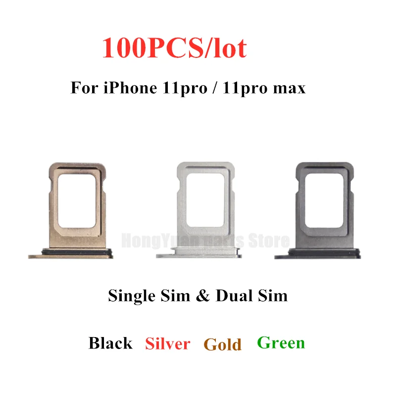 100pcs/lot Dual Single SIM Card Tray Holder For iPhone 11 11Pro Max SIM Card Slot Reader Socket Adapter Waterproof Ring
