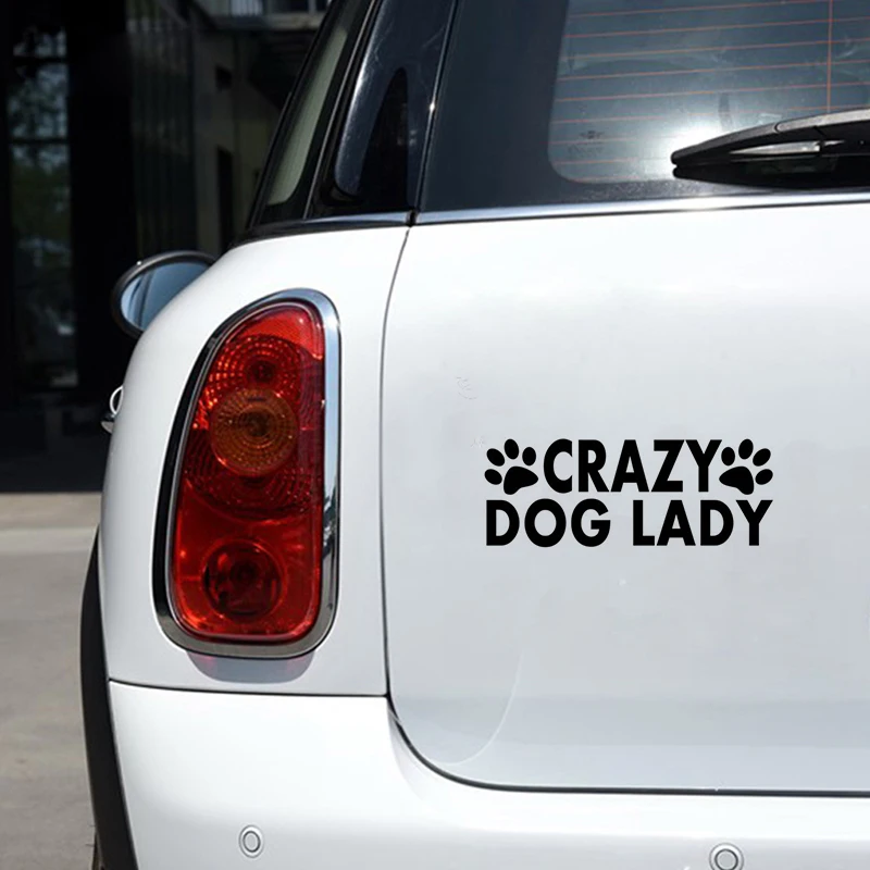 

Car Sticker 3D 14cm*5.5cm Text Crazy Dog Lady Fashion Funny Stickers and Decals Creative Vinyl Car Styling