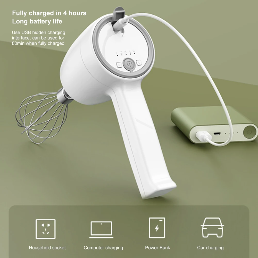 

Hand Mixer Cordless Mini Milk Frother 5 Speed Manual Egg Beater For Easy Whipping Cream Kitchen Accessories For Dropshipping
