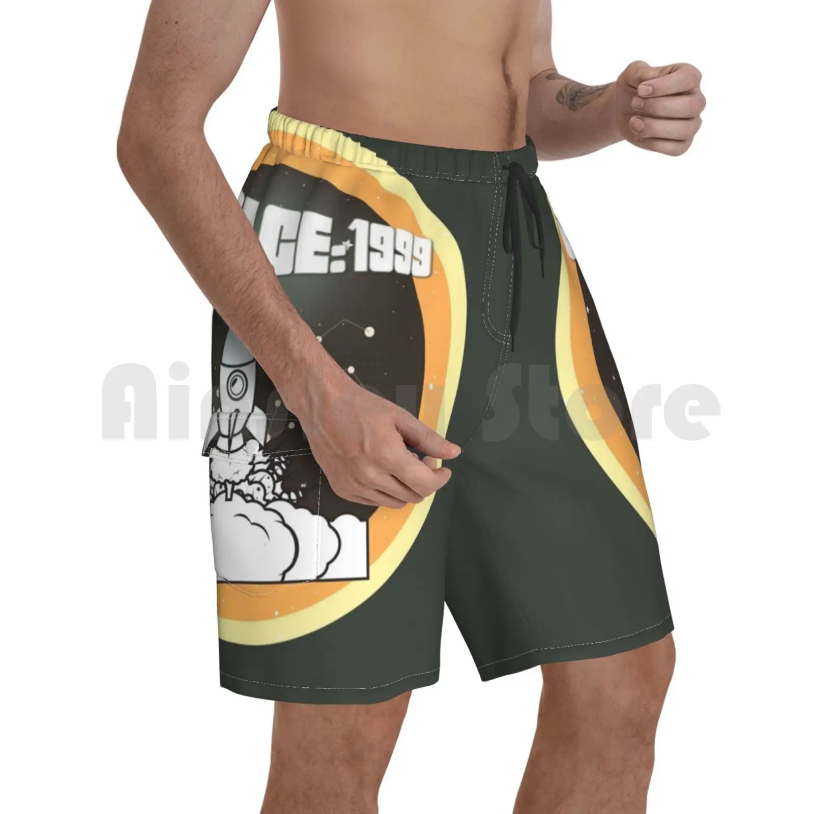 Пространства 1999 Винтаж Стиль Пляжные шорты мужские пляжные для купания Андерсон