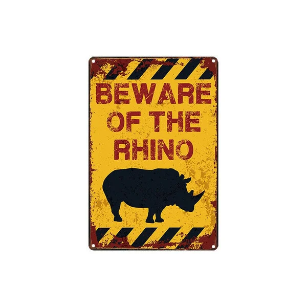

Metal Tin Sign Beware of the Rhino Decor Bar Pub Home Vintage Retro 20cm*30cm