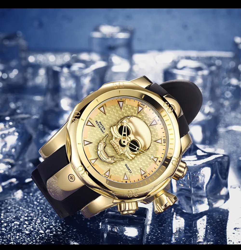 

New 2021 Skull Men Watches Fashion Water Resistant Men Quartz Wristwatches Sports Watch Male Relogios Masculinos