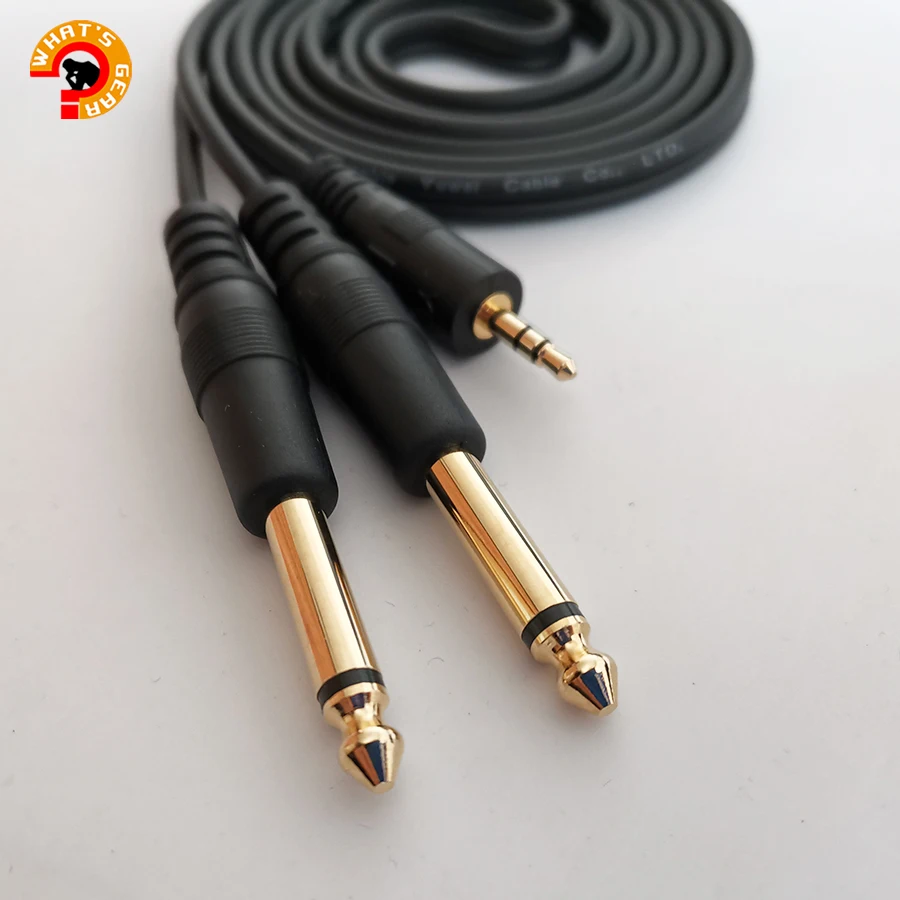 99.99%OFC 3.5mm TRS to Dual 6.35mm Mono Plugs Audio Cable 1/8