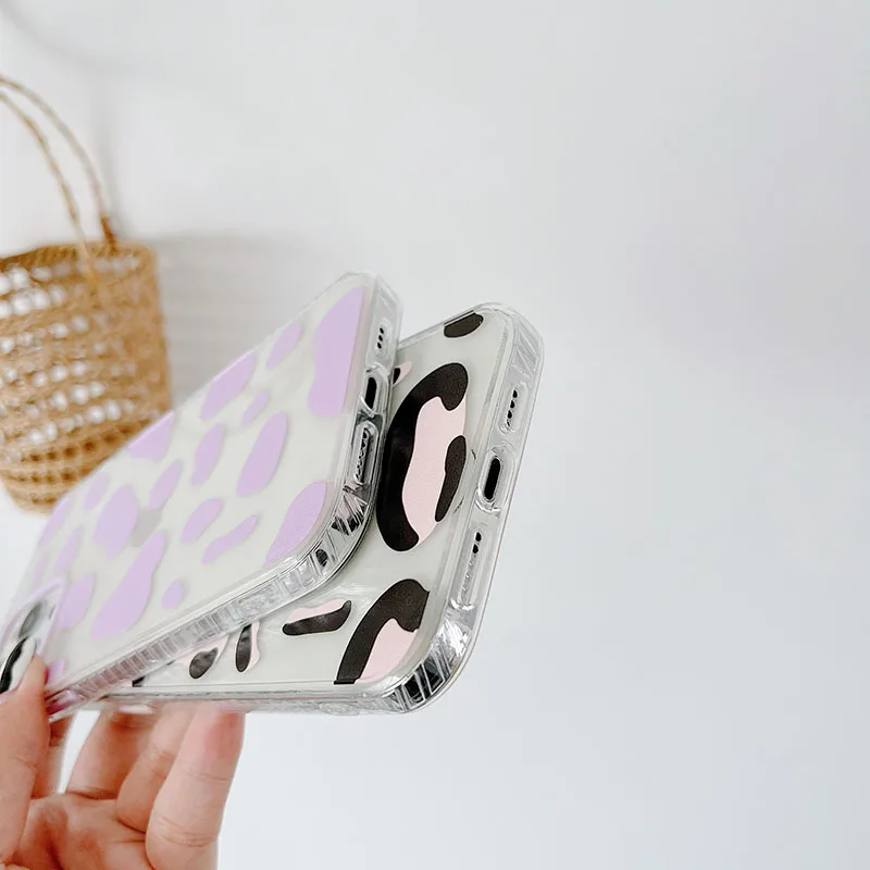 

Cute Leopard Print Phone Case For iPhone 11 Pro Max 12 Pro Max Mini X XS XR 7 8 Plus Soft Silicone Transparent Back Cover