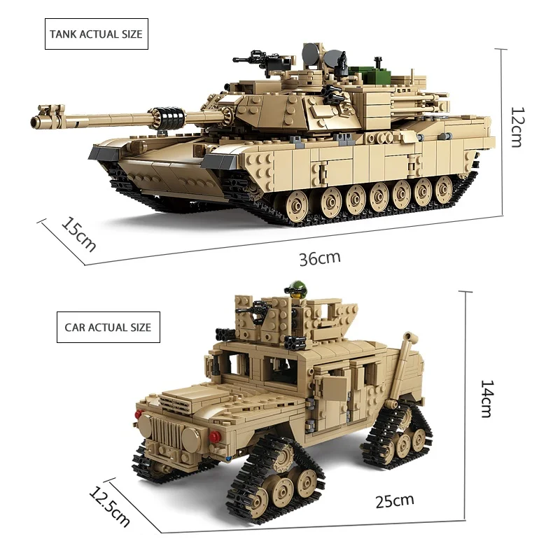 Основной боевой танк KAZI M1A2 Abrams строительные блоки 1463 шт. дизайн 1:28 модель танка