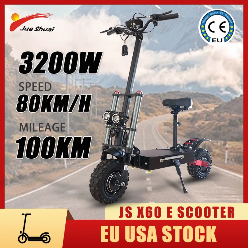 

CE Certification Electric Scooters Adults Big Wheel 60v 5600w Dual Motor Foldable Electric Kick Scooter with Seat 200KG Max Load