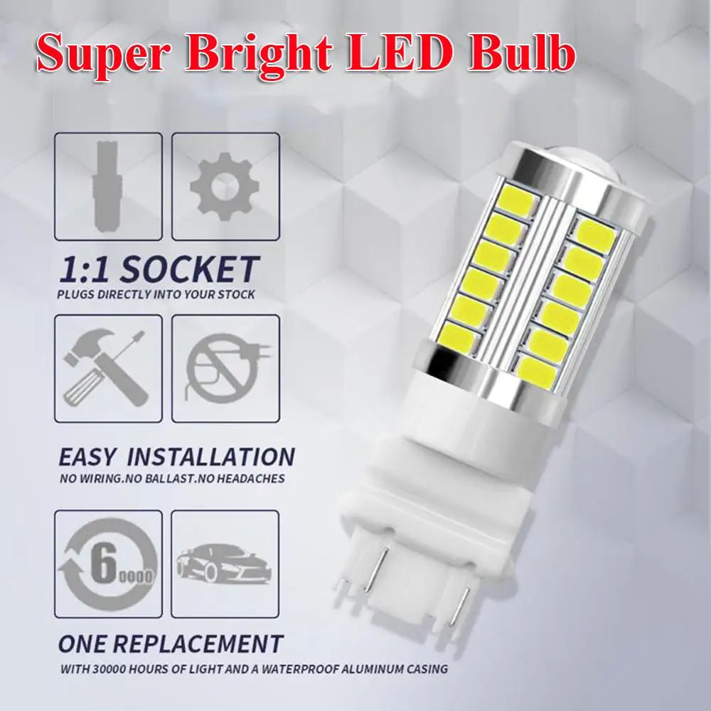 4 шт. Белый 3157 3457 3057 сигнал 33SMD резервная светодиодсветодиодный лампа заднего хода