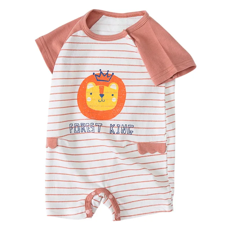 Летние комбинезоны для мальчиков и девочек с принтом животных Детский