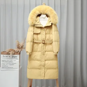 Women Down Jacket 2020 New Fashion Hooded Big Fur Collar Women's Jacket Long Loose Thick Winter Down Coat Women's Clothing 10 item image