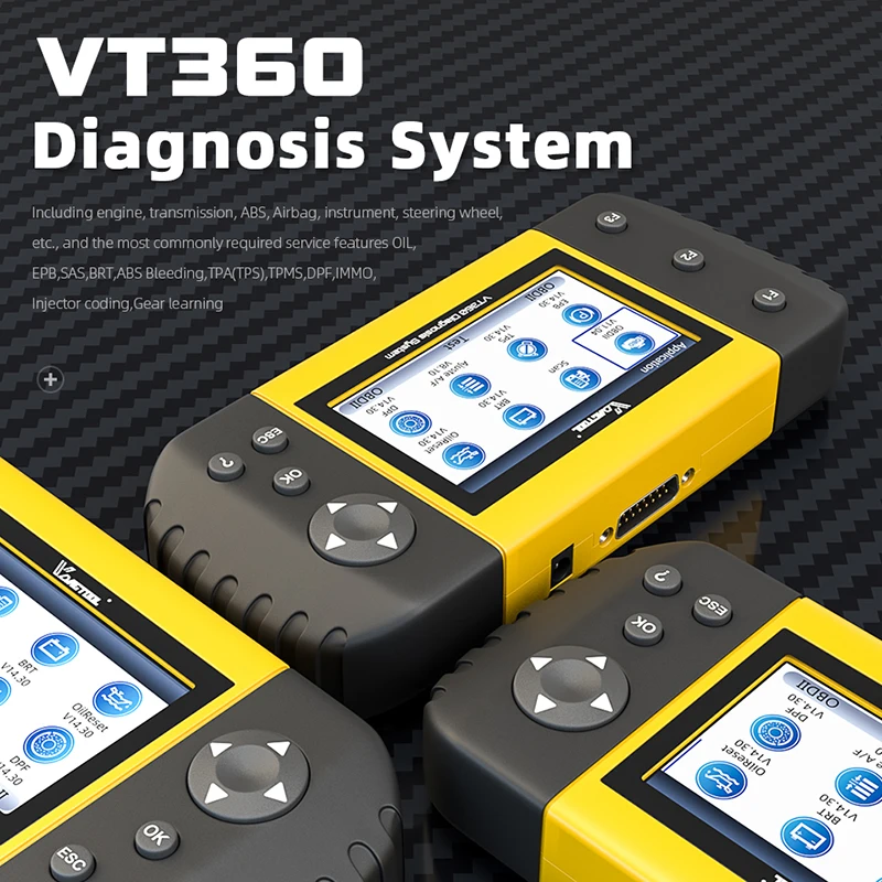 Автомобильный сканер OBD2 VDIAGTOOL VT360 инжектор для сброса масла ABS SAS BRT EPB DPF TPA TPMS Immo bmw