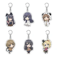 cartoon bunny girl anime figure acrylic keychains kawaii bag pendant toys cute car keyring decor give to girls gift