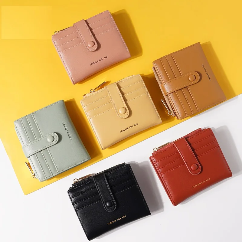 

New type wallet women's multi card cross border zero wallet short wallet solid color small card bag wallet