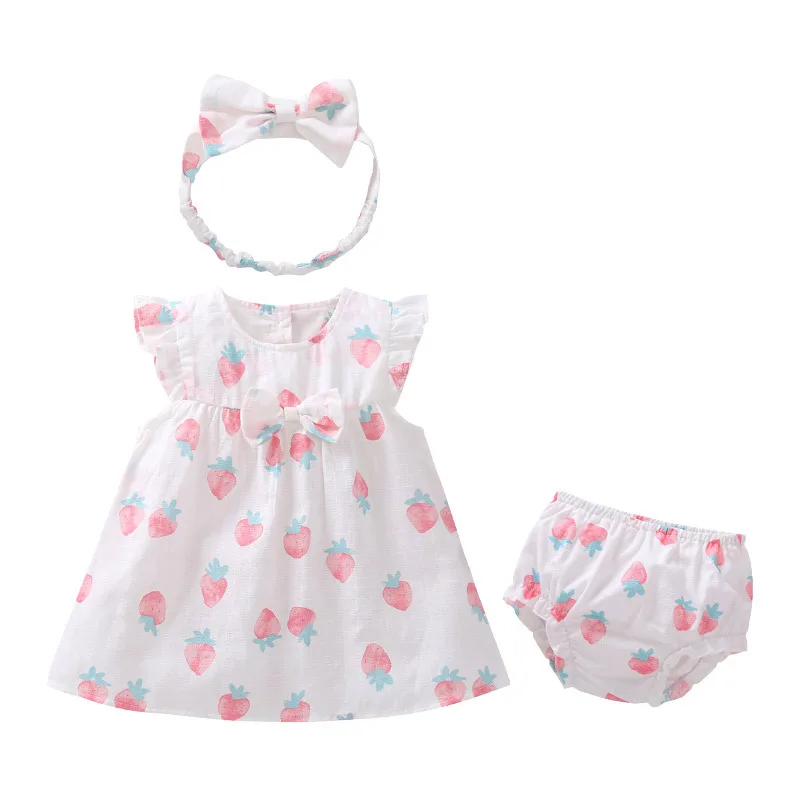 3 предмета летнее платье для малышей Одежда маленьких девочек новое костюм