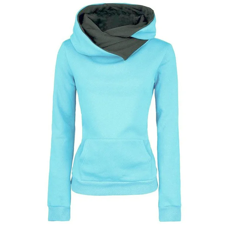 

Solid Color Sweatshirts Long Sleeve Fleece Hoodies Women Sweatshirt Autumn Winter Pullover Street Turn Down Hooded Hoodie 3XL