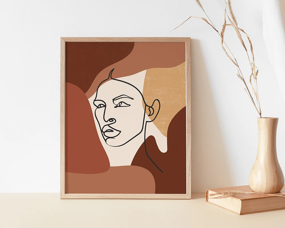 Женская линия для лица Художественная печать | Минималистичный женский рисунок