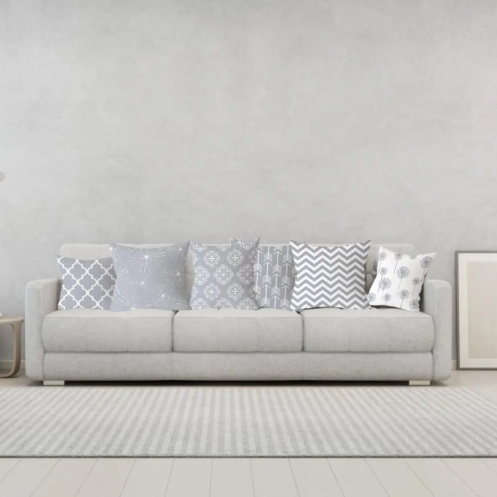 Серый геометрический чехол для подушки с принтом квадратная наволочка из