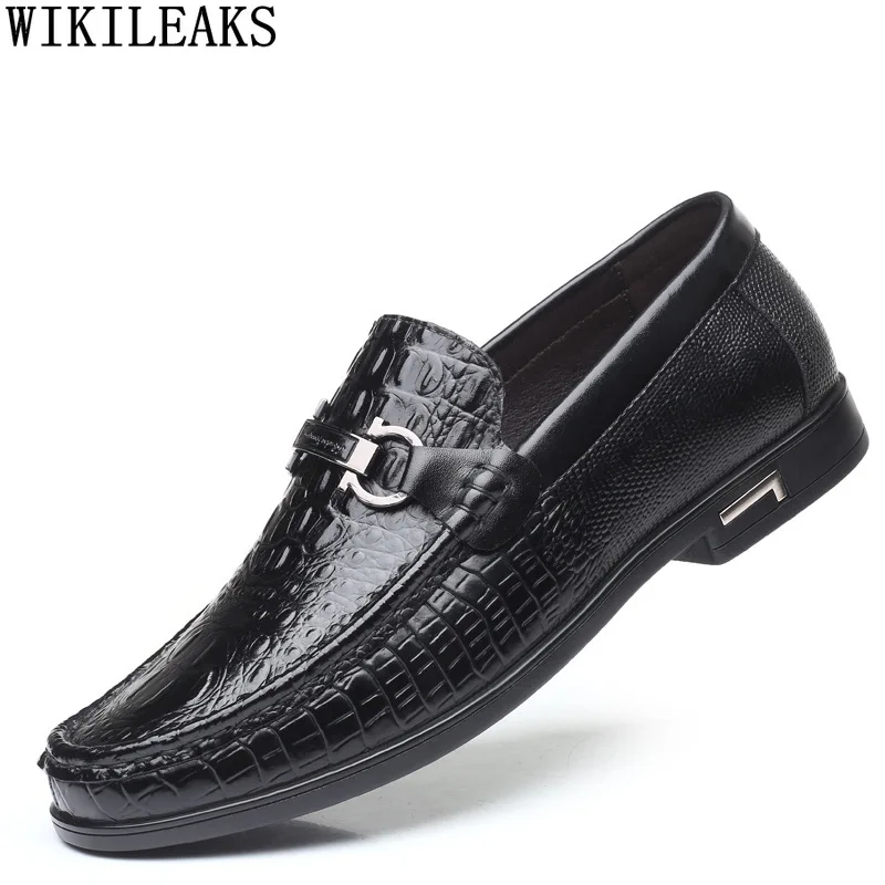 

Black Mens Dress Shoes Loafers Party Shoes for Men 2022 Designer Crocodile Shoes Men Zapatos Chaussure Homme Luxe Marque Zapatos