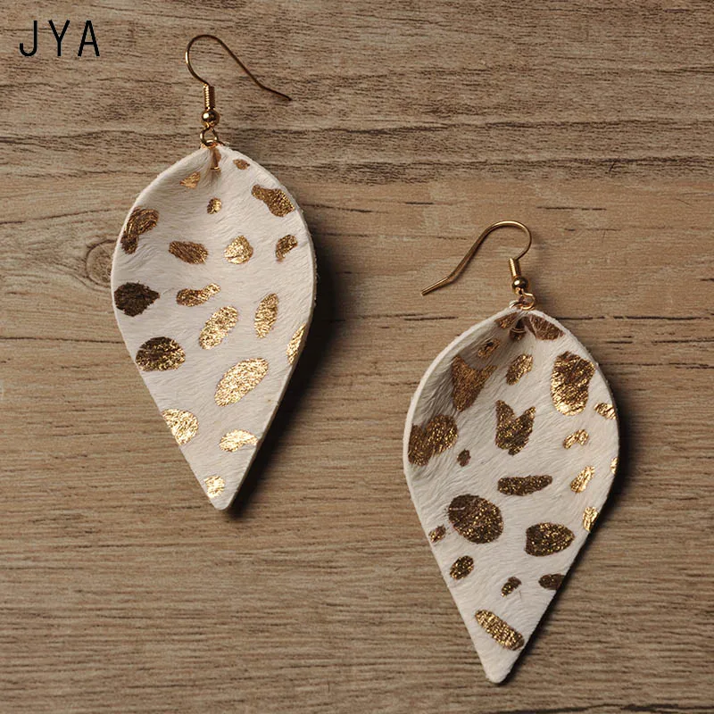 Cpop серьги из натуральной кожи для женщин разноцветный леопард эффектные висячие